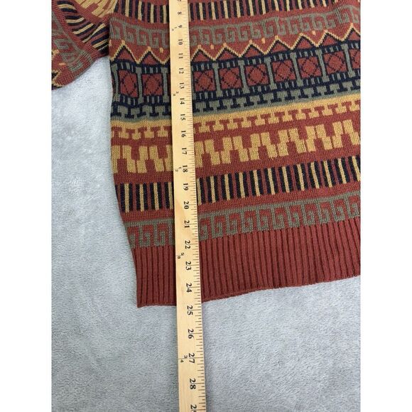 Vintage 80s Campus Knit Pullover Sweater Men's Size Medium Orange - Picture 5 of 6